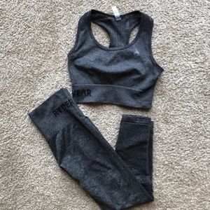 Ryderwear workout sportswear grey heather set small